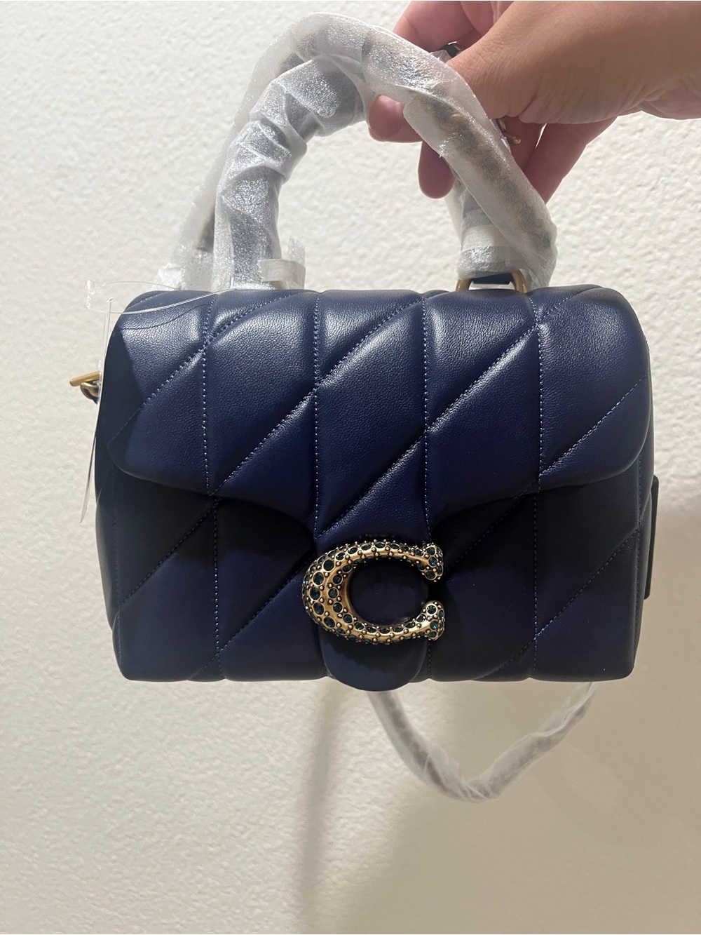 NWT Coach Ramadan Exclusive Tabby Top Handle Navy Crystal Hardware